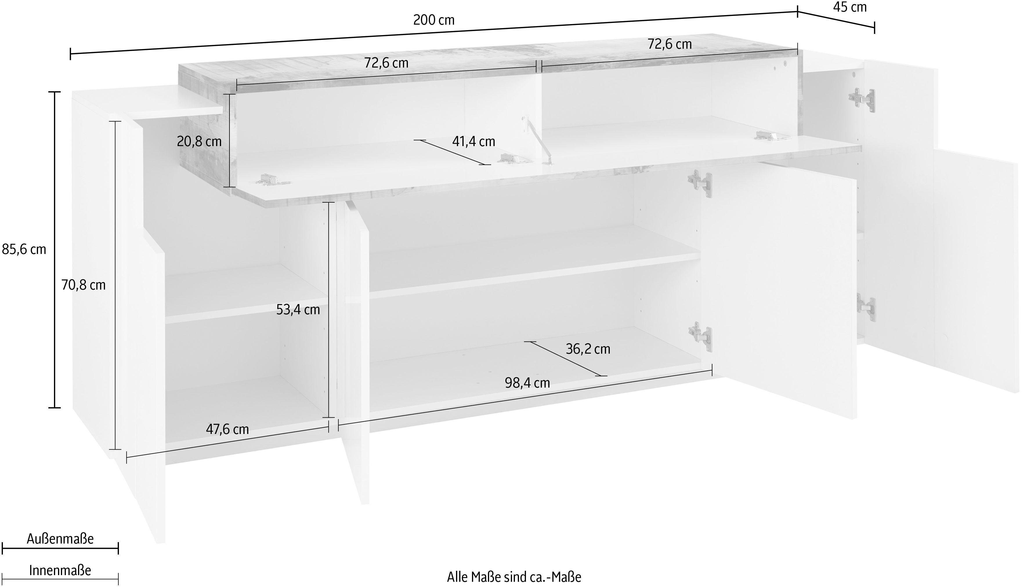 Tecnos Sideboard Coro, Breite ca. 200 cm