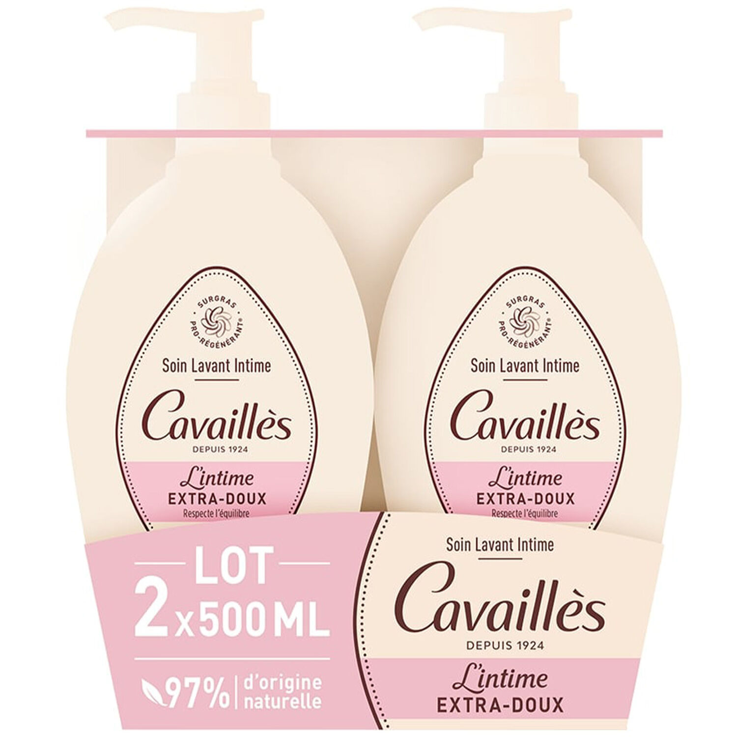 Cavaillès L'intime Extra-Doux Soin Naturel Hygiène Intime - Lot de 2x550 ml