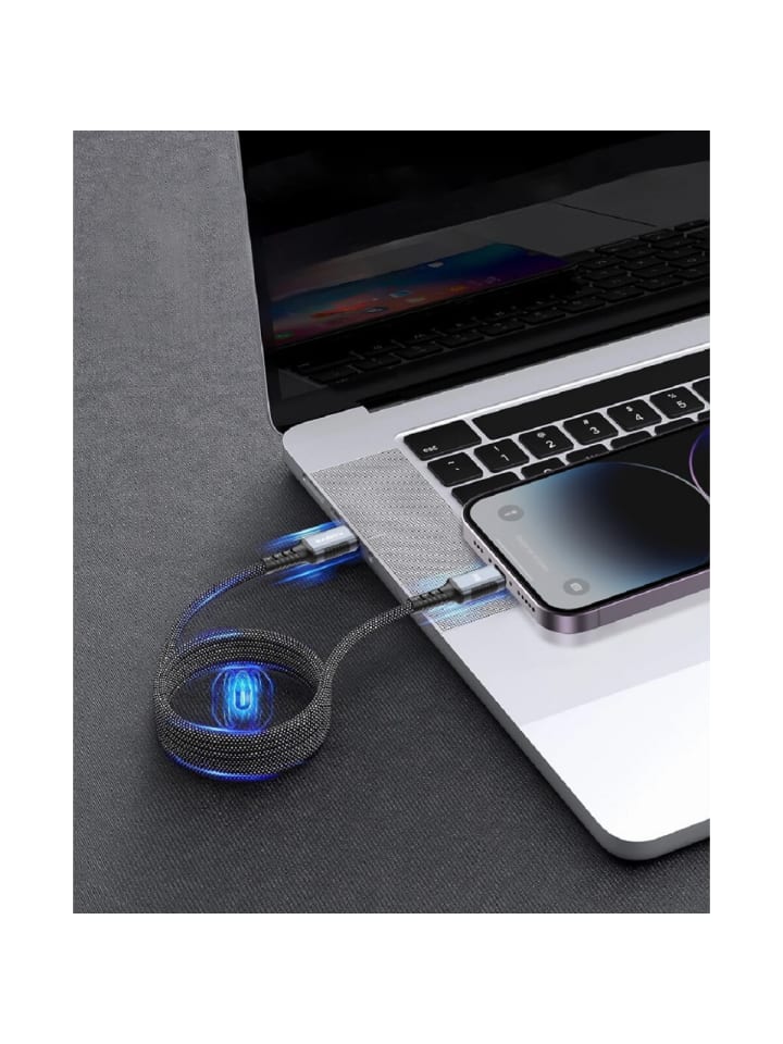 COFI 1453 Xssive Magnetisches Wickelkabel 30W USB-C auf 8-Pin XSS-MGC-CL1M in Schwarz günstig kaufen onesize