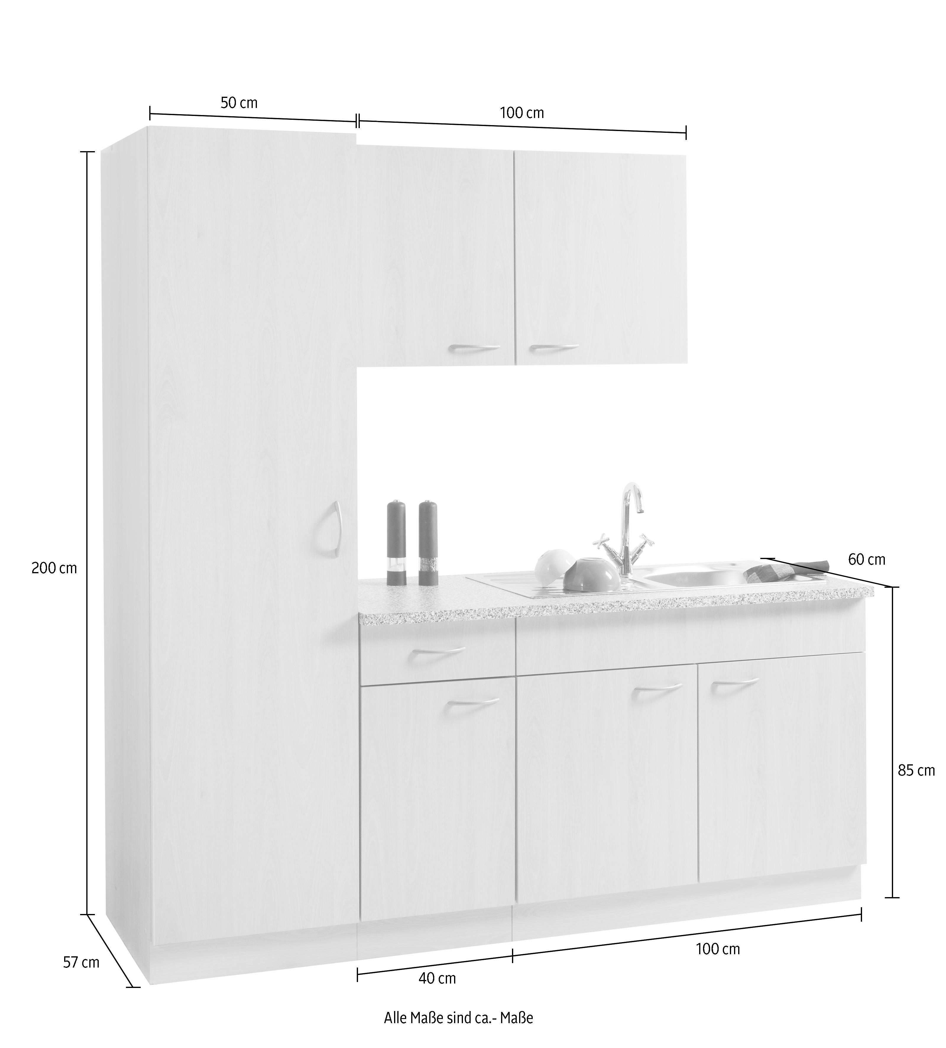 wiho Küchen Küche Kiel, ohne E-Geräte, Breite 190 cm, Tiefe 60 cm