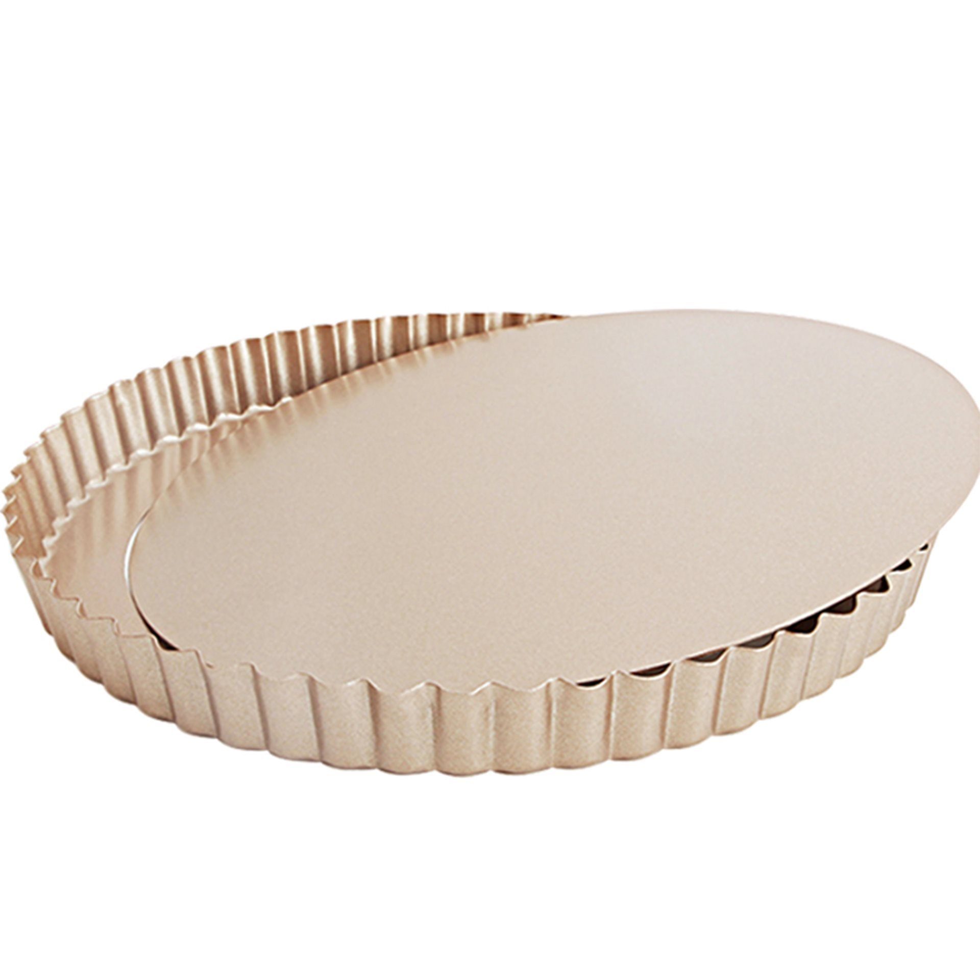 Chefmade Tarteform Kuchenform, (CHEFMADE, 24cm Tarteform mit Hebeboden, 240x23mm, Champagnergold, antihaft- & silikonbeschichtet, Quicheform, mit Hebeboden, Pie Form, Hebebodenform, Obstkuchenform, Karbonstahl 2-tlg), Tarteform mit Hebeboden - Quiche