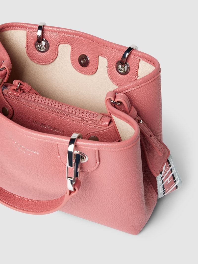 Shopper mit Schulterriemen und Label-Print in altrosa