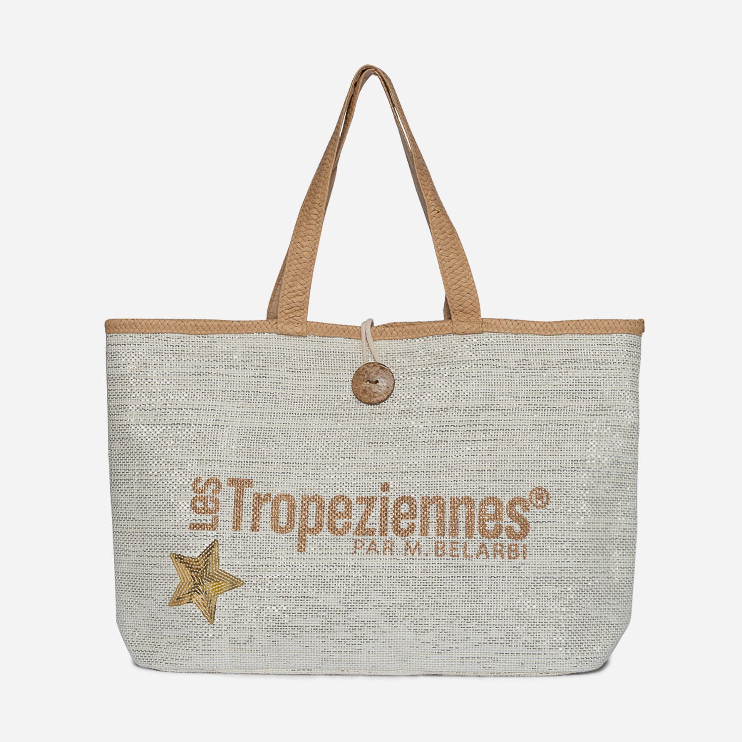 Sac cabas LES TROPÉZIENNES beige à logo