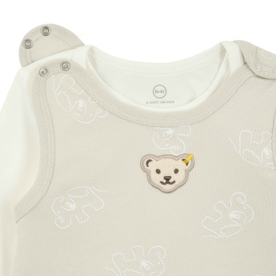 Set Strampler + T-Shirt langarm GOTS, beige