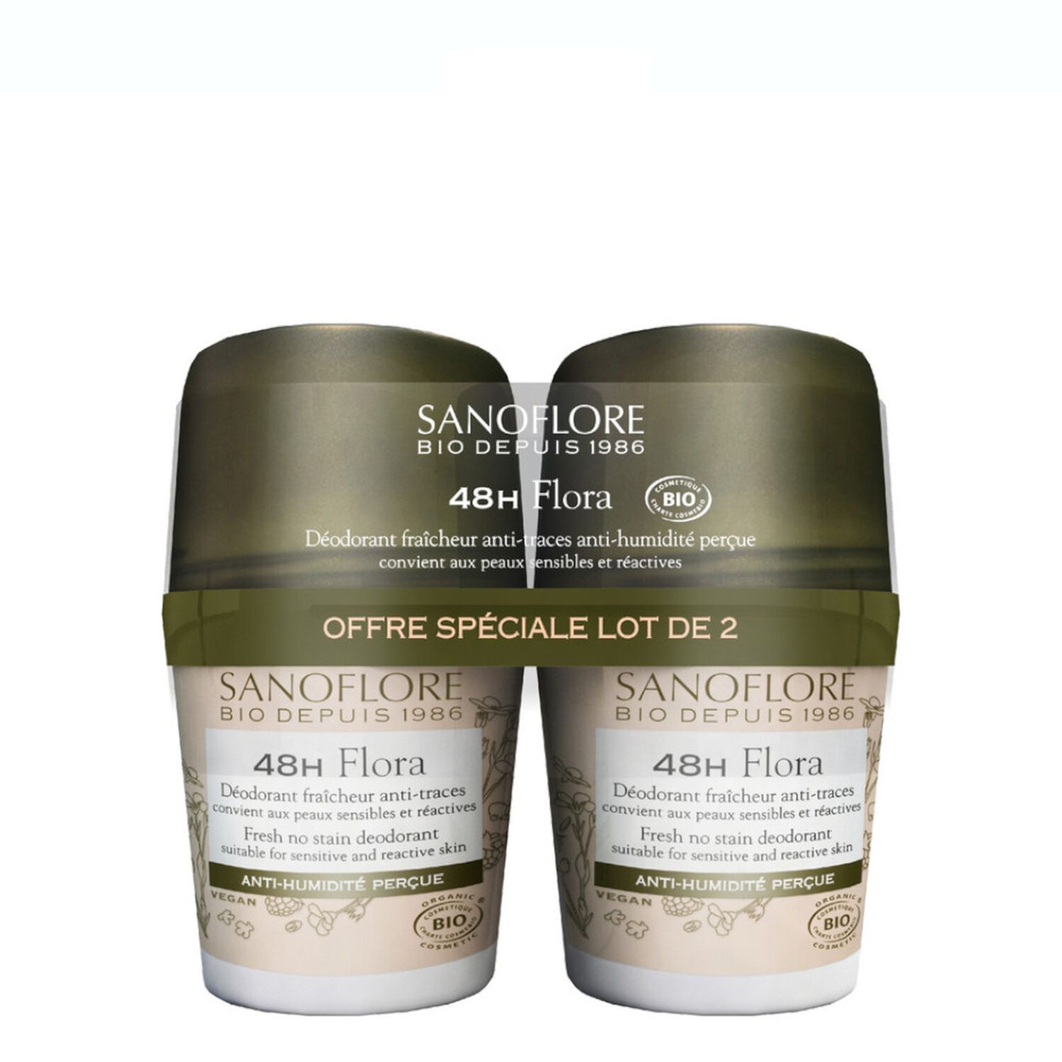 Sanoflore 48H Flora Déodorant Roll-On Bio 2x50 ml