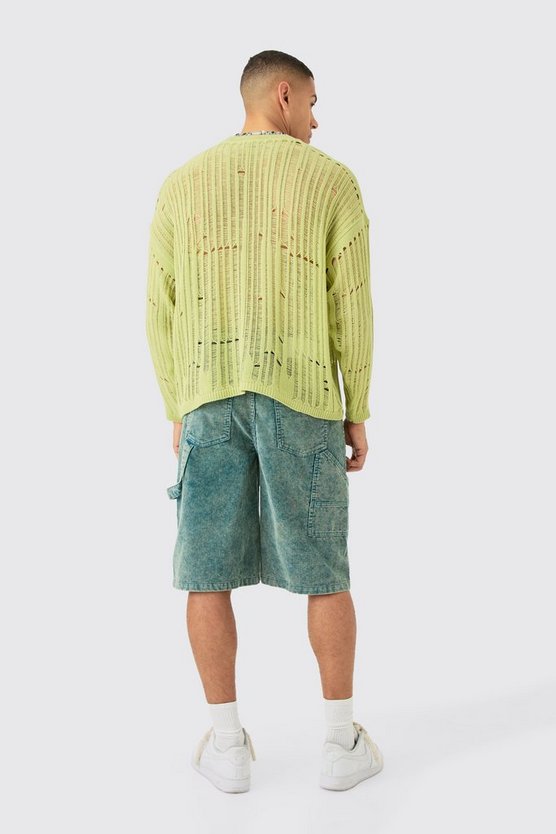 Oversize Strick-Pullover in Sage