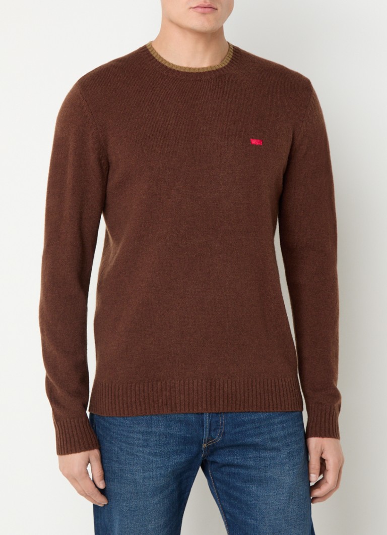 Pulover Levi's din amestec de lână fin tricotat cu logo brodat