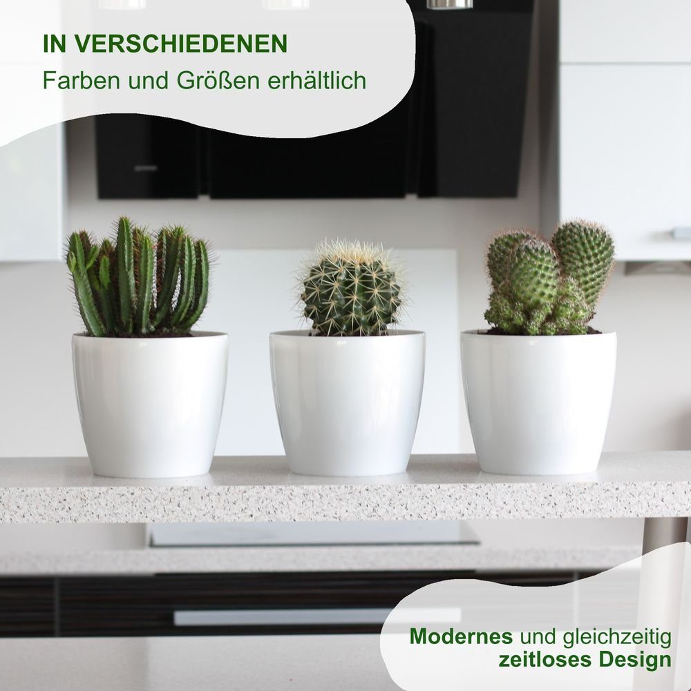 Heimwerkercenter Übertopf MePla - Übertopf Magnolia - wetterfestes Pflanzgefäß - UV-beständiger Blumenkübel - Pflanzentopf - Kübel - ø12 cm - weiss