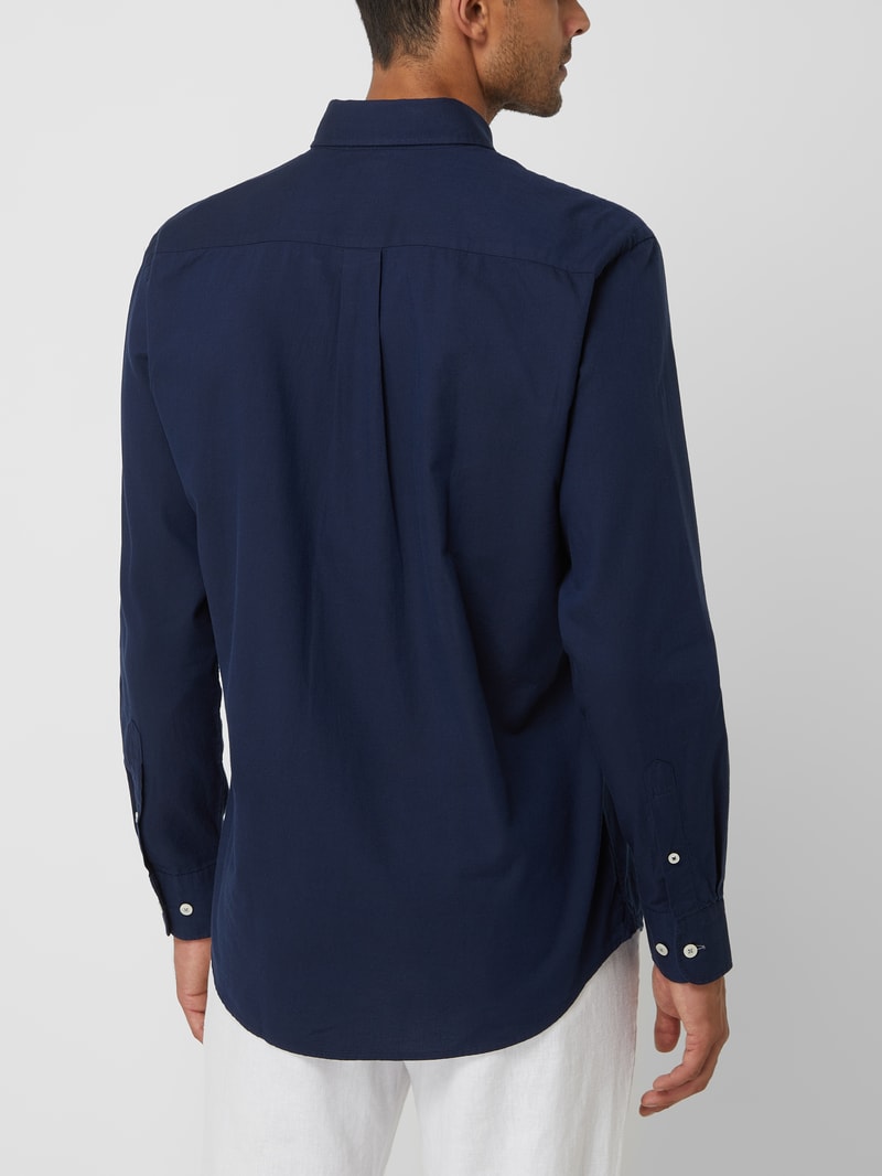 Regular Fit Freizeithemd mit Streifenmuster Modell 'All Season' in marineblau