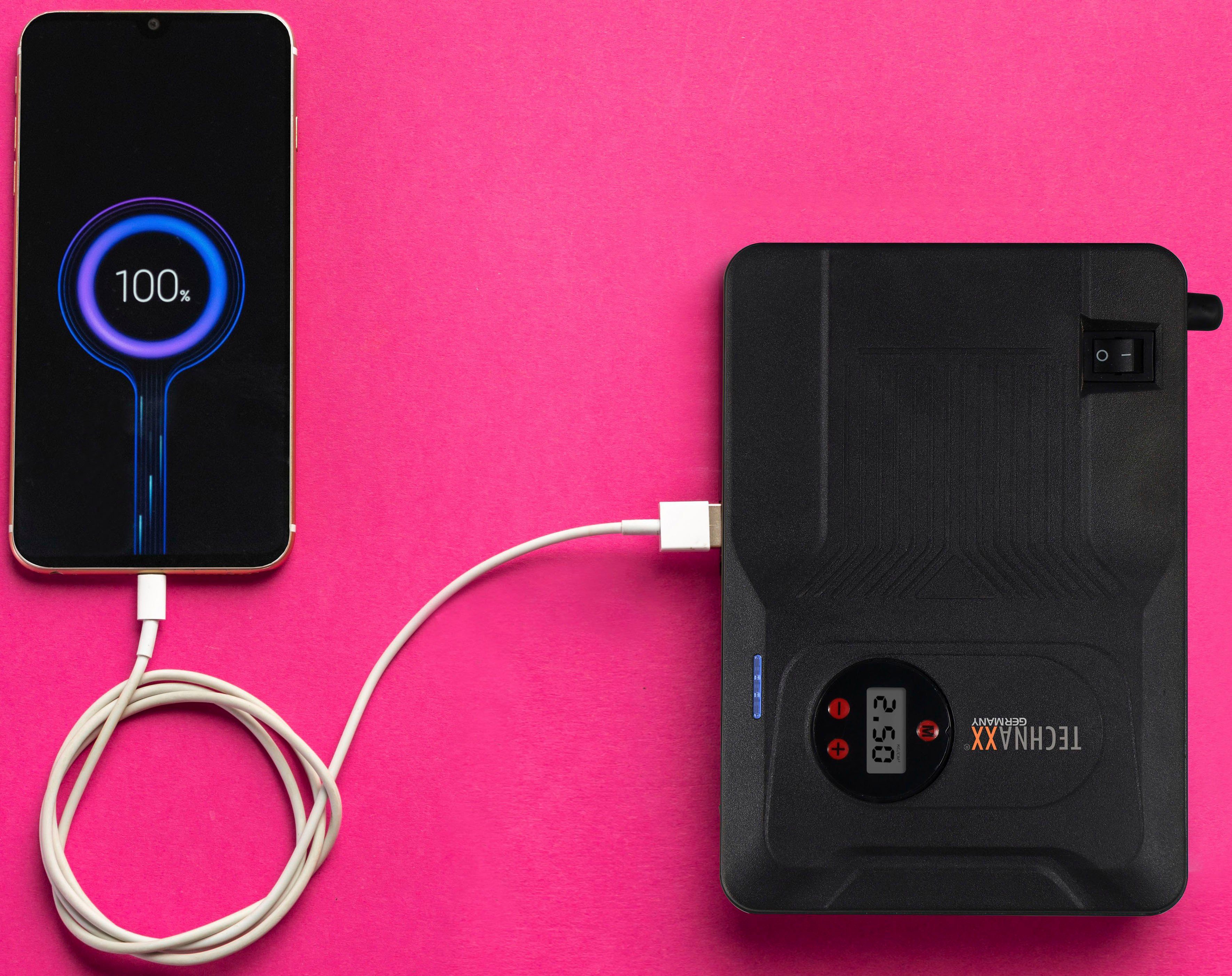 Technaxx TX-219 Starthilfegerät 14000 mAh, 4-in-1 Jump Starter, Luftkompressor, Power Bank, LED