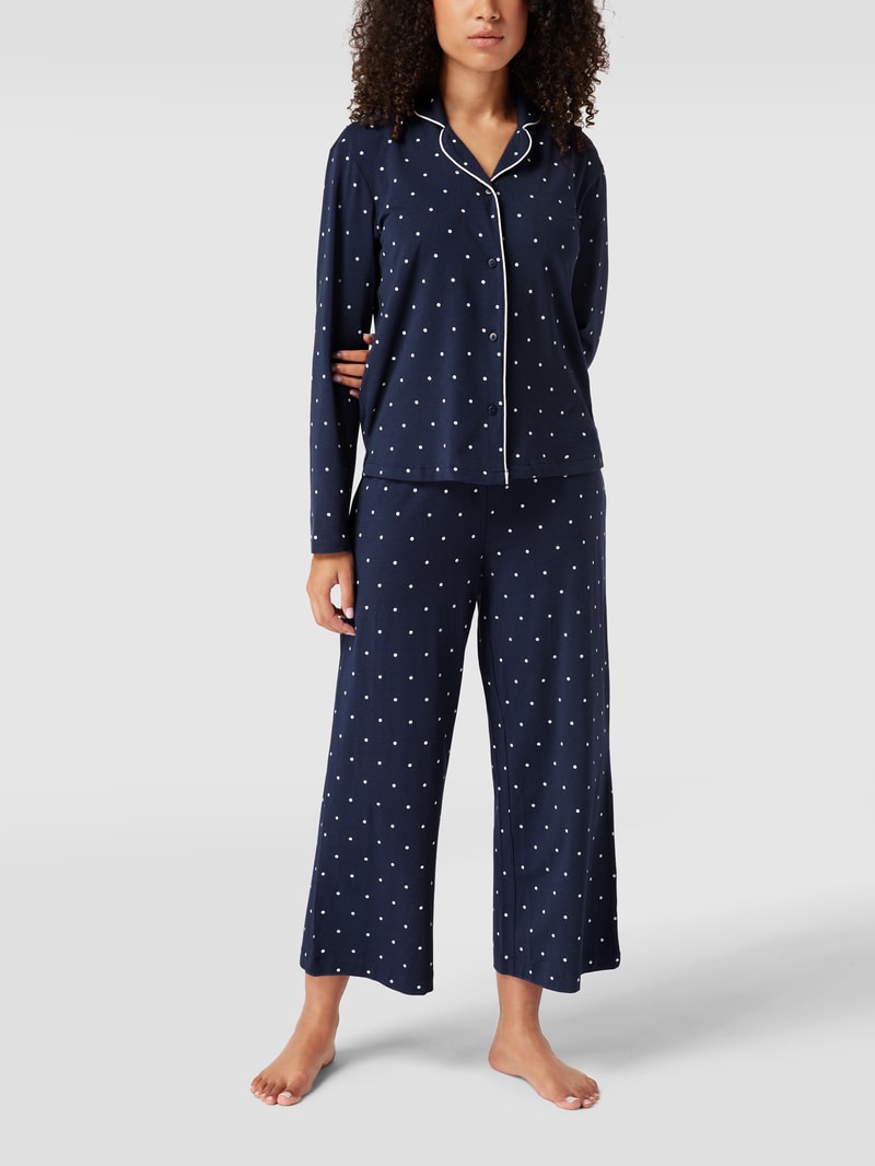 Pyjama-Oberteil mit Polka Dots in marineblau