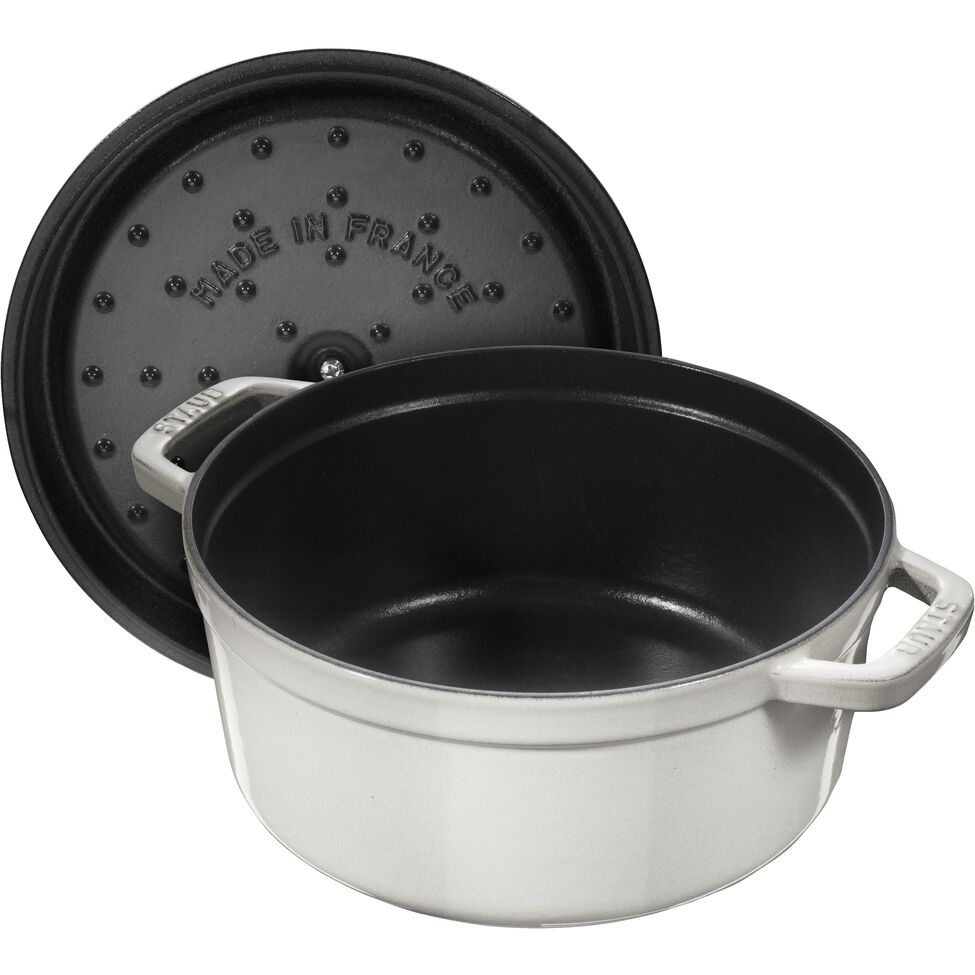 Cocotte 20 cm, rund, Weisser Trüffel, Gusseisen