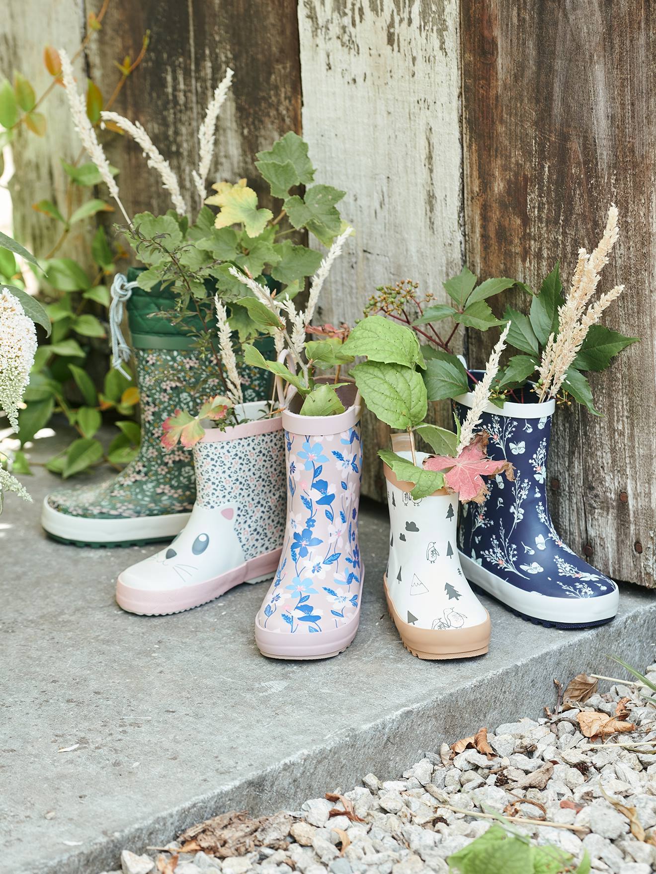 Bottes de pluie bébé fille en caoutchouc blanc