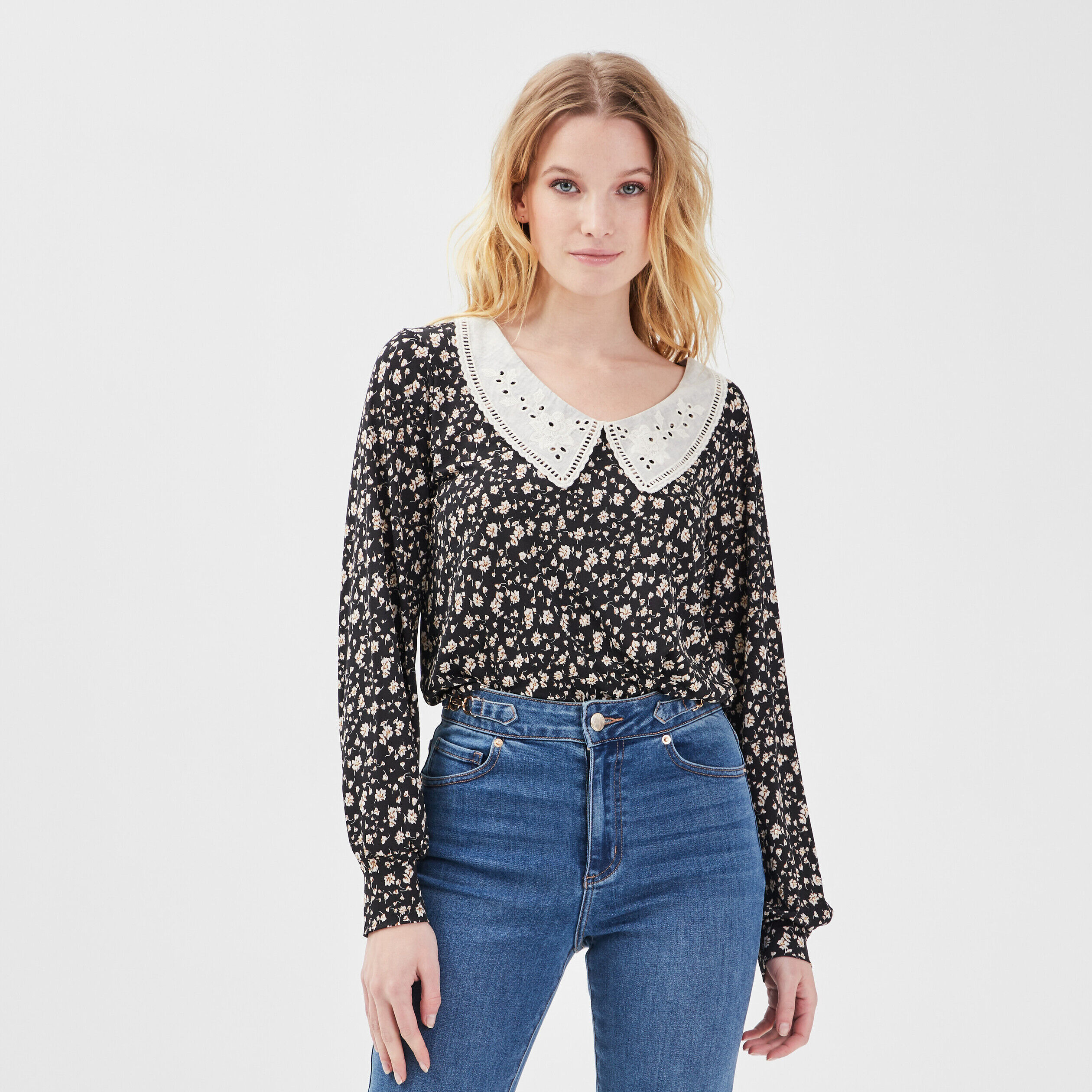 Blouse manches longues noir femme | Cache Cache