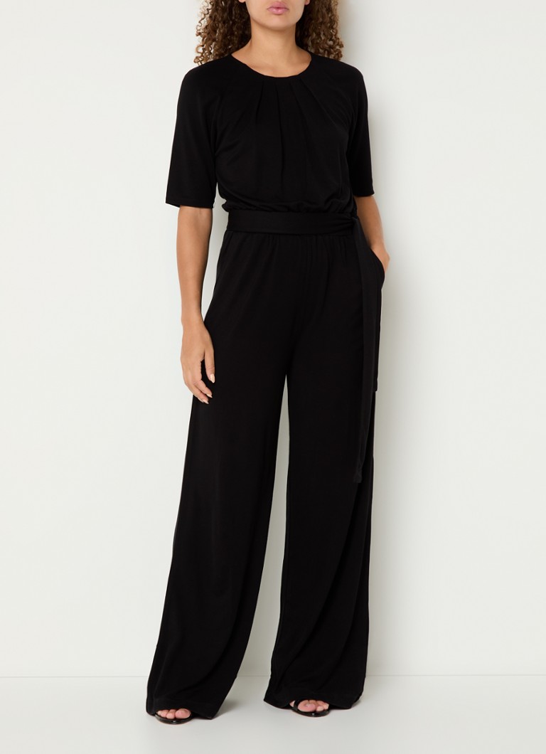 Gerry Weber  Wide fit jumpsuit van jersey met strikceintuur