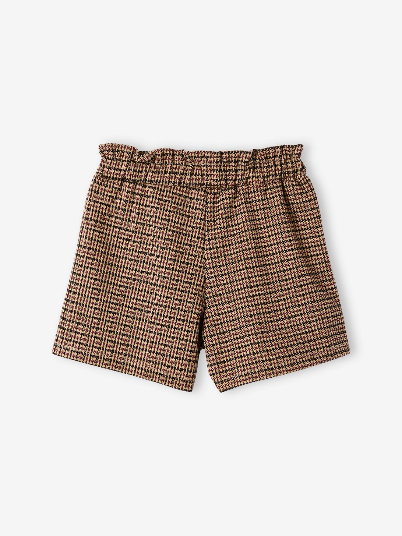 Short à carreaux fille gris