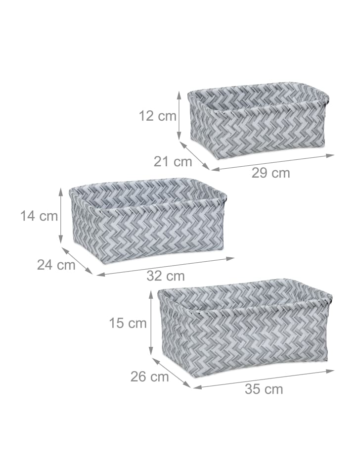 relaxdays 3er-Set: Aufbewahrungskorb in Weiß-Grau günstig kaufen onesize