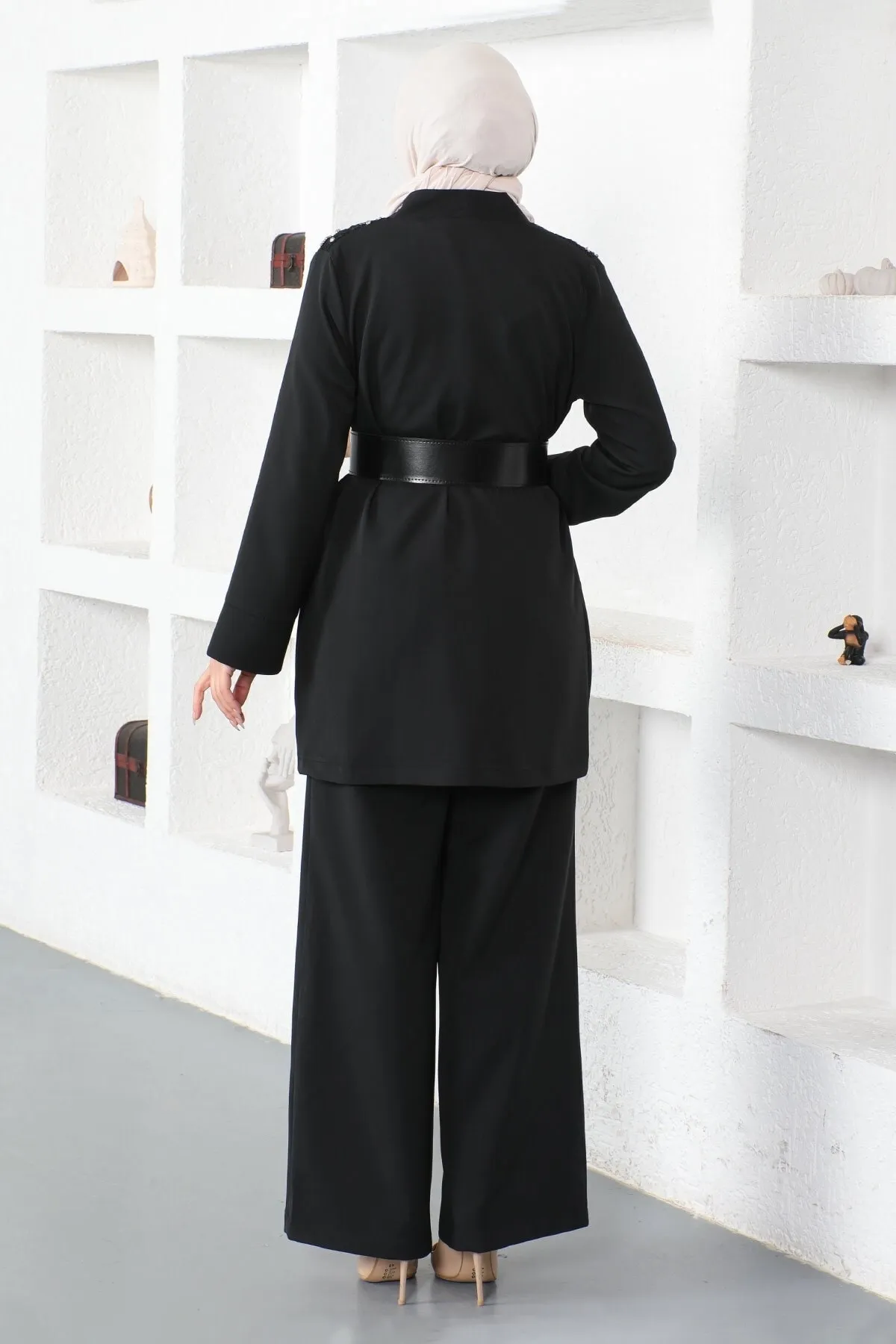 Modamihram  Overall-Set mit Spitzendetails Schwarz 19003