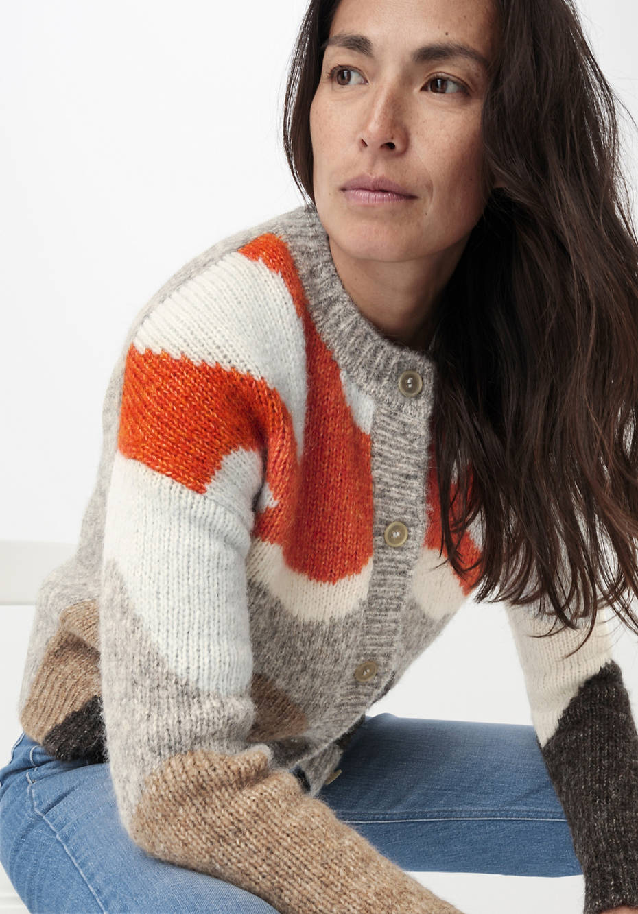 Strickjacke aus Alpaka mit Bio-Baumwolle