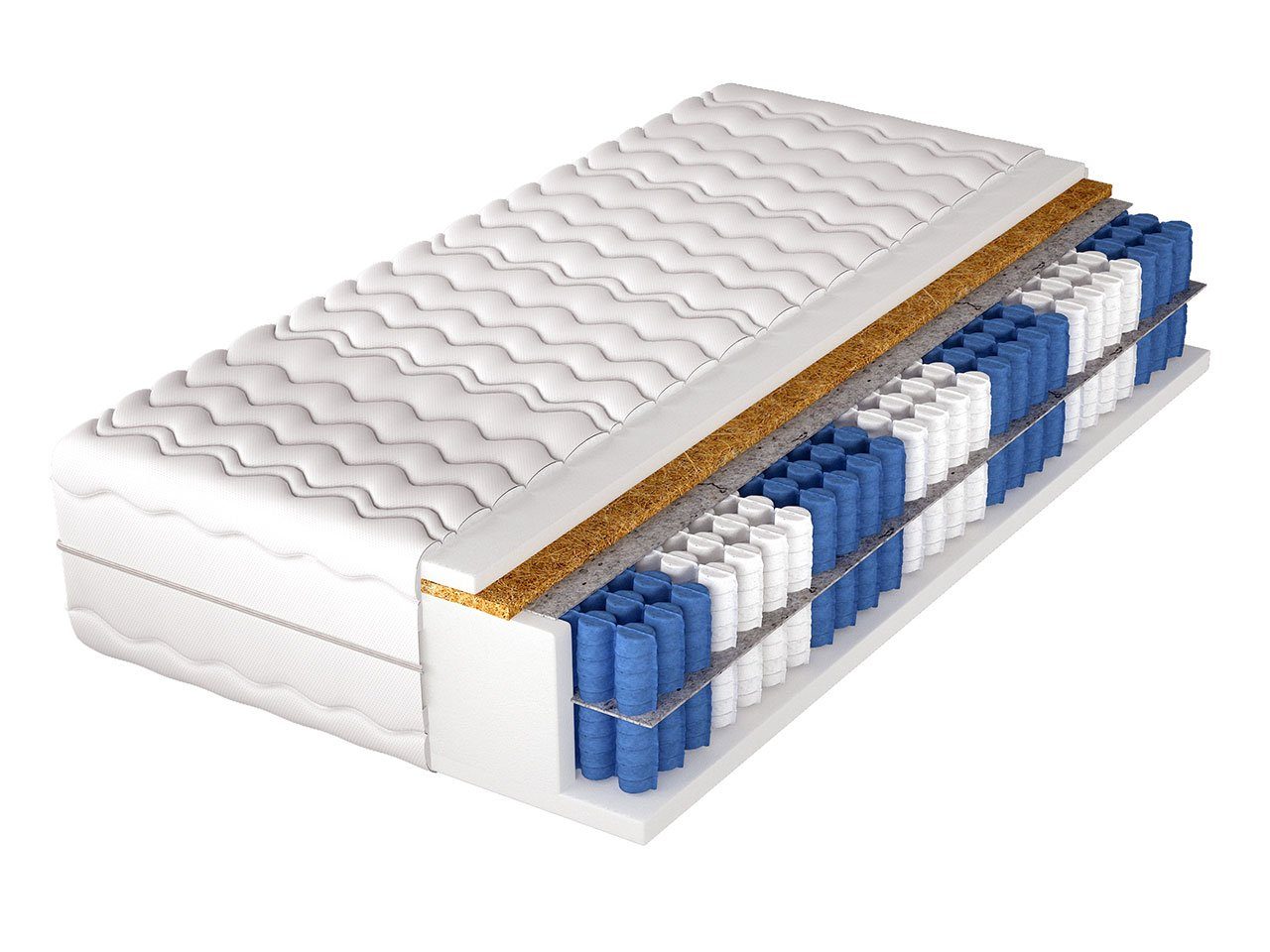 Taschenfederkernmatratze Koko Superking, Mirjan24, 32 cm hoch, (Taschenfederkern, Polyurethanschaumstoff, Kokosmatte), Beidseitig verwendbar, 7 Zonenmatratze, Antiallergische Matratze