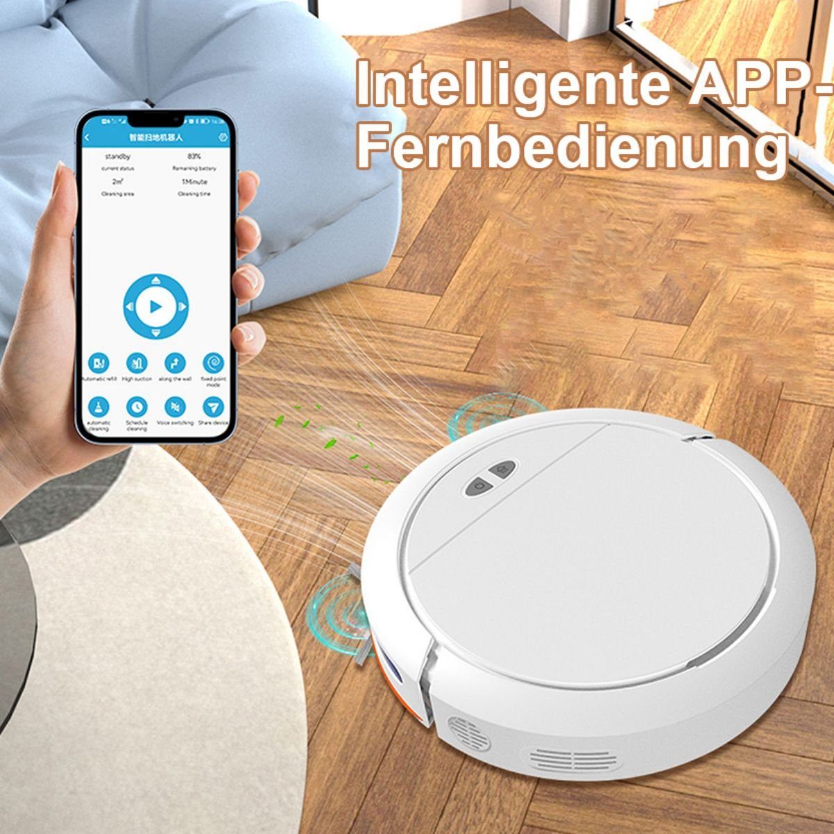 Yoyaxi Wischroboter 3-in-1 Kehrroboter mit Saug- und Wischfunktion, USB-aufladbar, Automatischer Betrieb, starke Saugkraft, langlebiger Akku