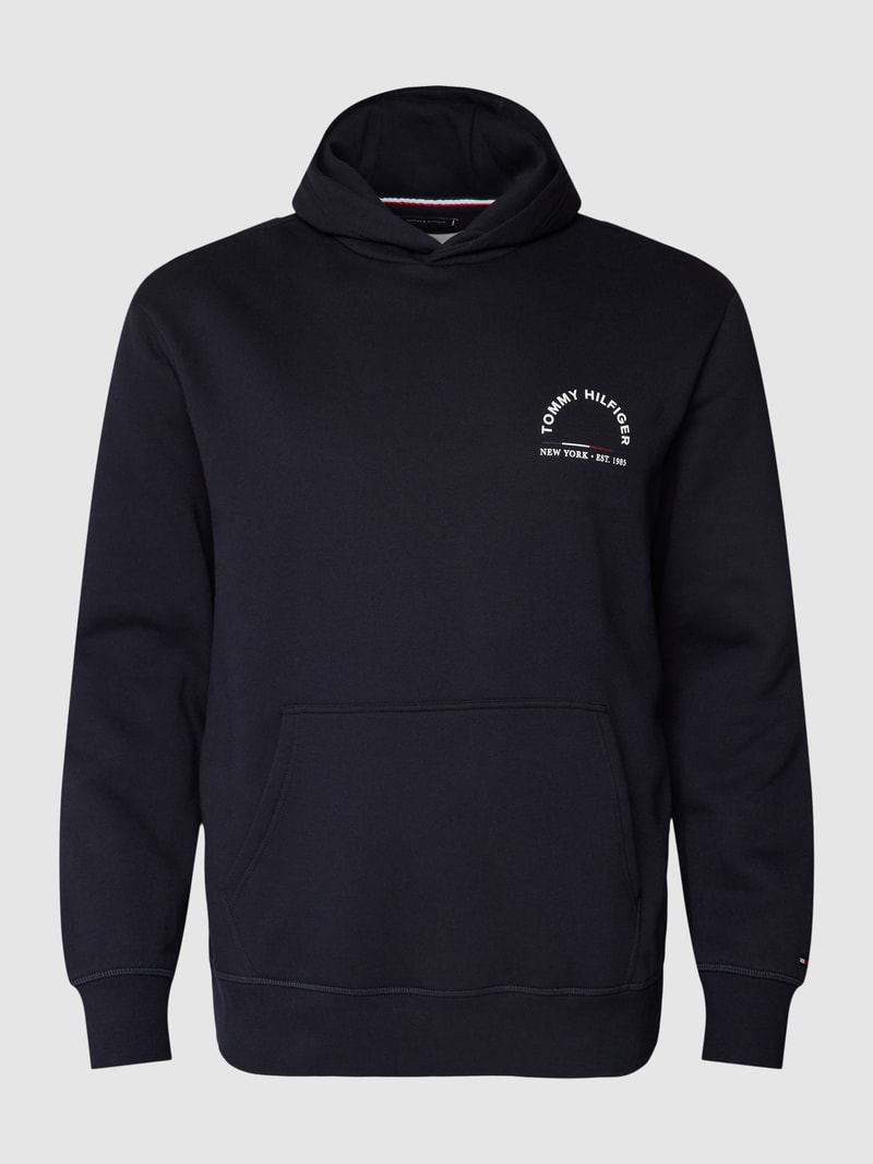 PLUS SIZE Hoodie mit Label-Print Modell 'SHADOW' in rauchblau