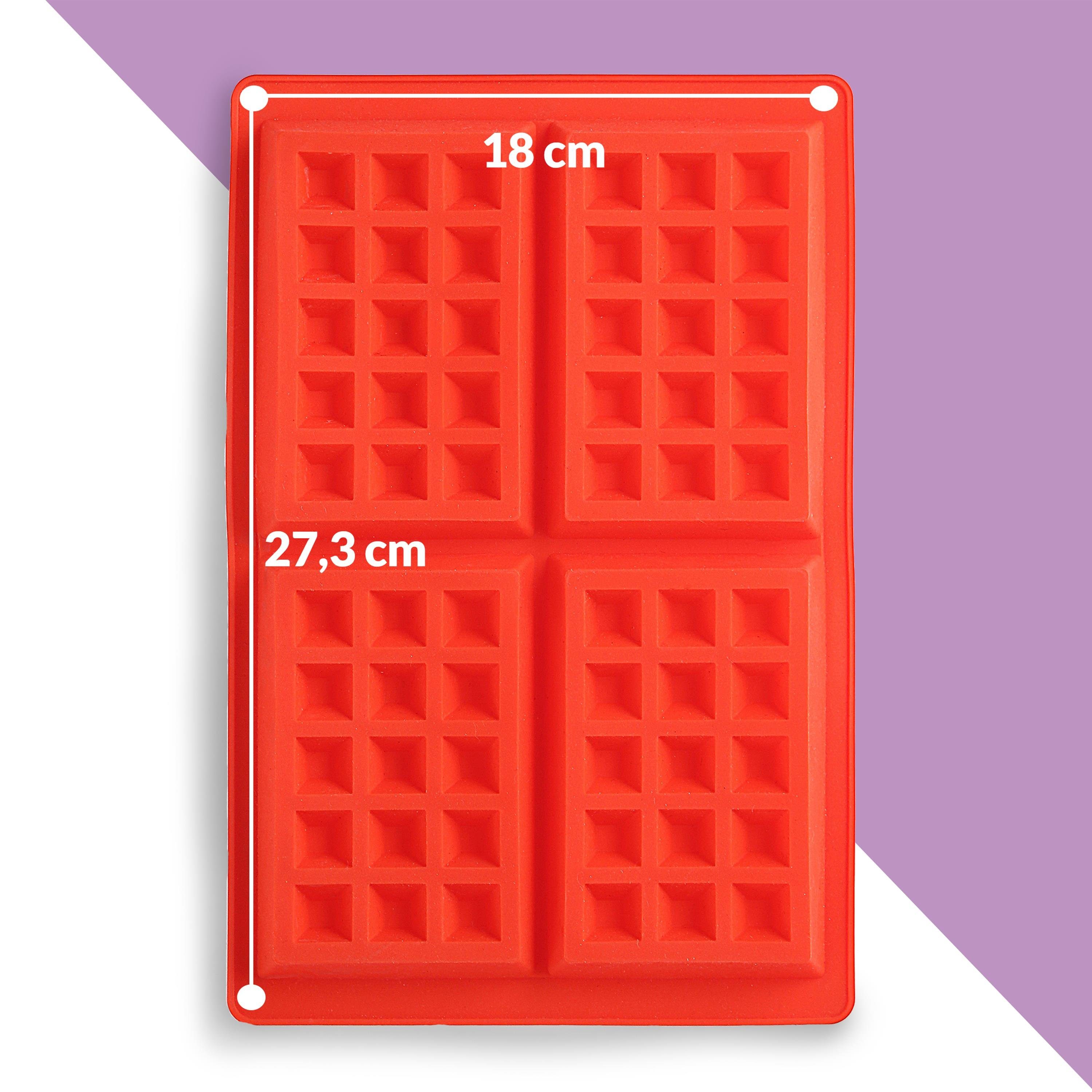 Praknu Silikonform Waffelform Set Silikon, (Set 2-tlg), Für Backofen und Mikrowelle - Lebensmittelecht - Herz und Eckig Waffeln Backform