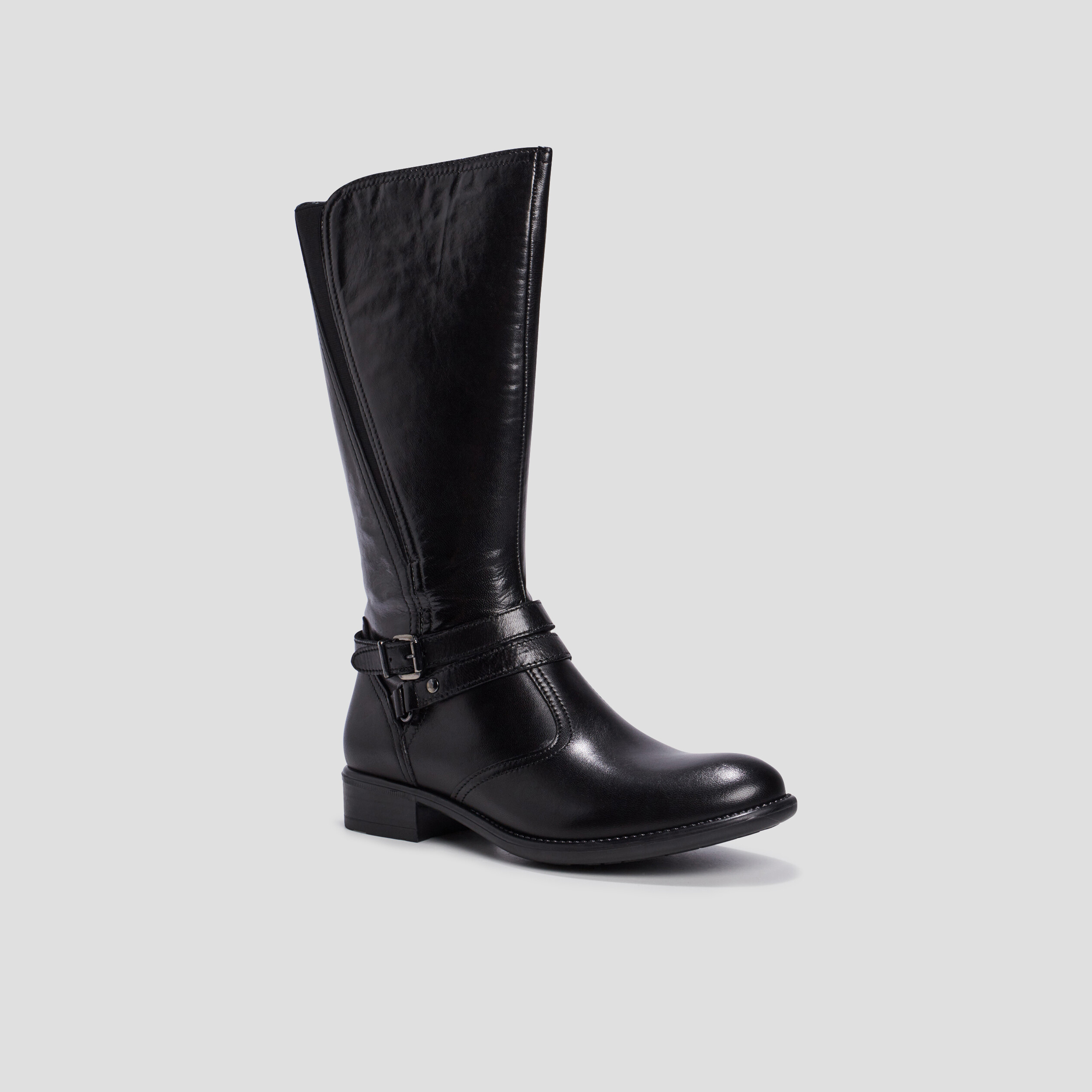 Bottes zippées en cuir avec brides noir fille | La Halle