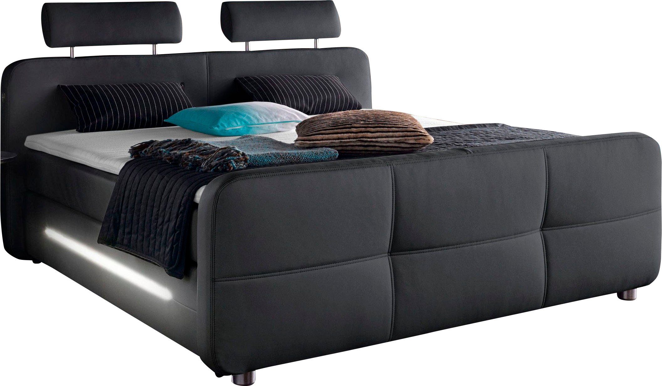 Places of Style Boxspringbett Gina, inkl. Topper und LED-Beleuchtung