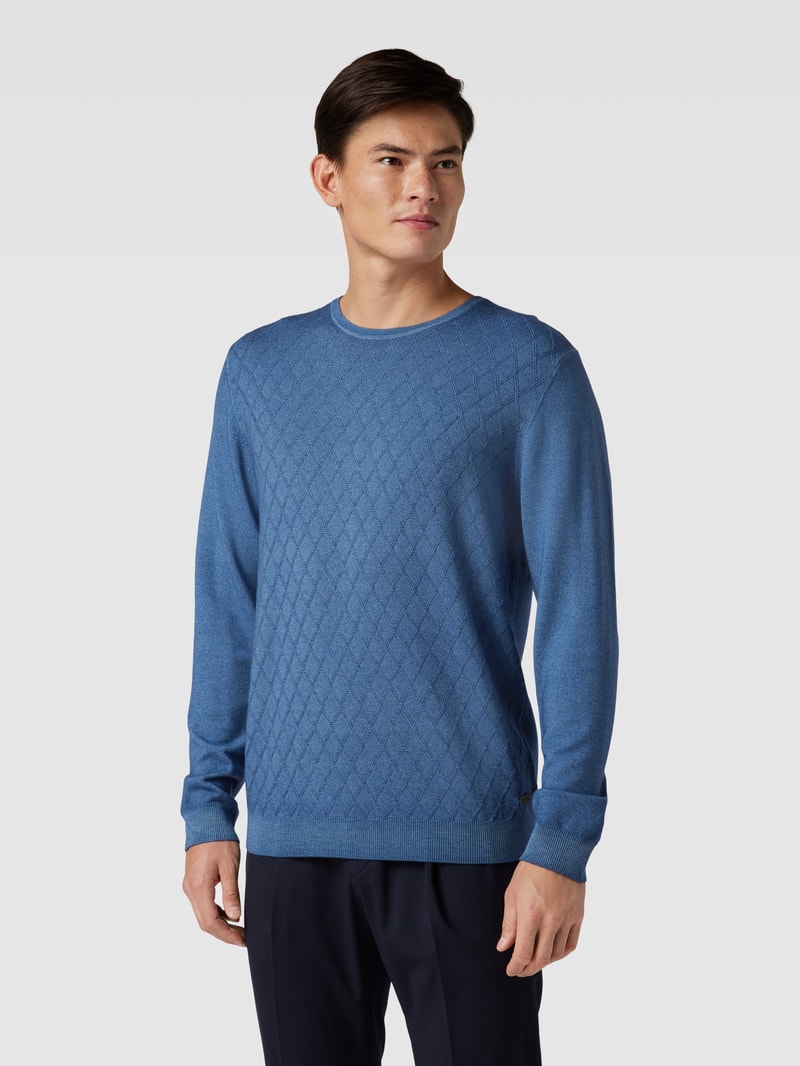 Strickpullover aus Wolle mit Rundhalsausschnitt in hellblau