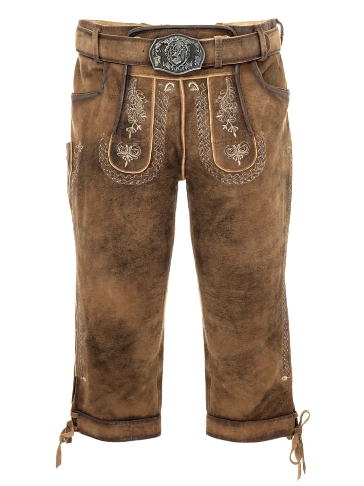 Gwandler Lederhose MICHELBACH-gespeckt in dunkelbraun günstig kaufen