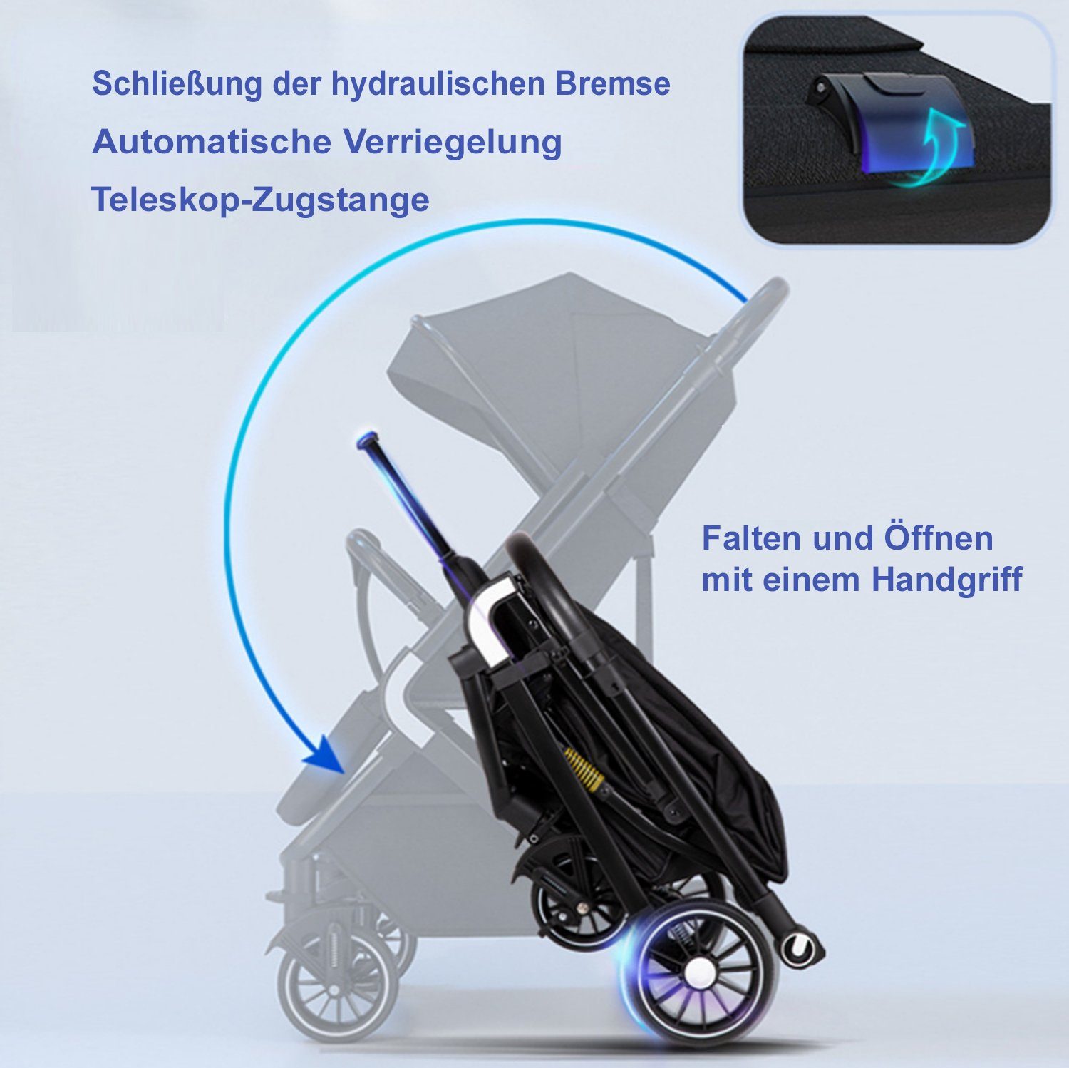 TPFLiving Kinder-Buggy Kinderwagen Buggy Babywanne 5-Punkt-Sicherheitsgurt mit Sonnenschutz, verstellbare Rückenlehne, wendbare Babyschale, Grau