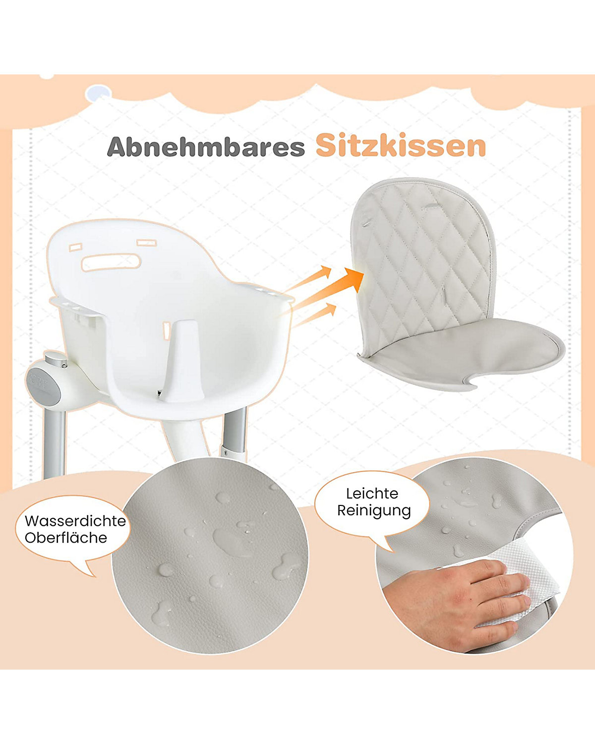 4 in 1 Hochstuhl Aluminiumrahmen Höhenverstellbar