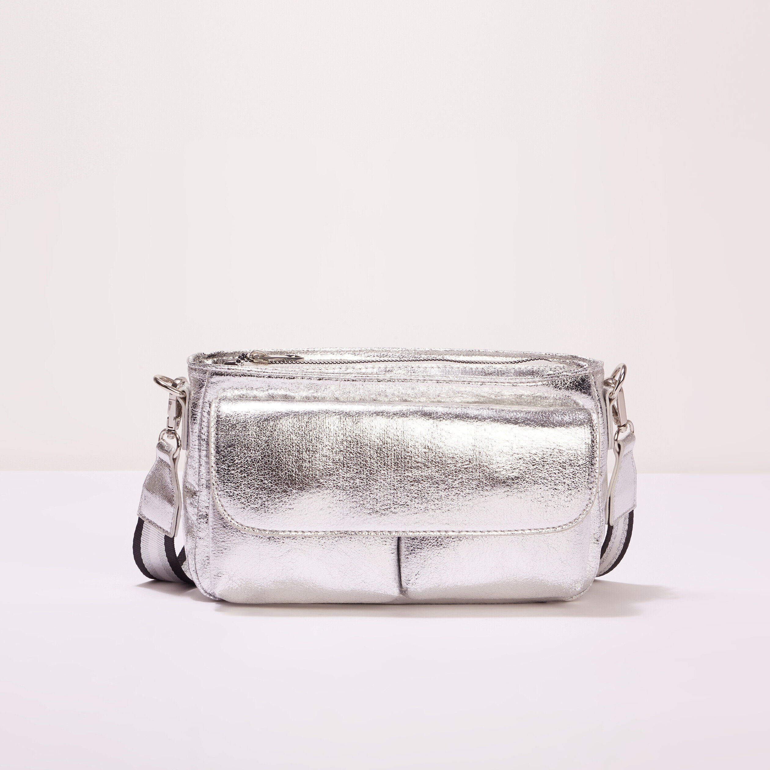 Sac pochette métallisé couleur argent femme | Cache Cache
