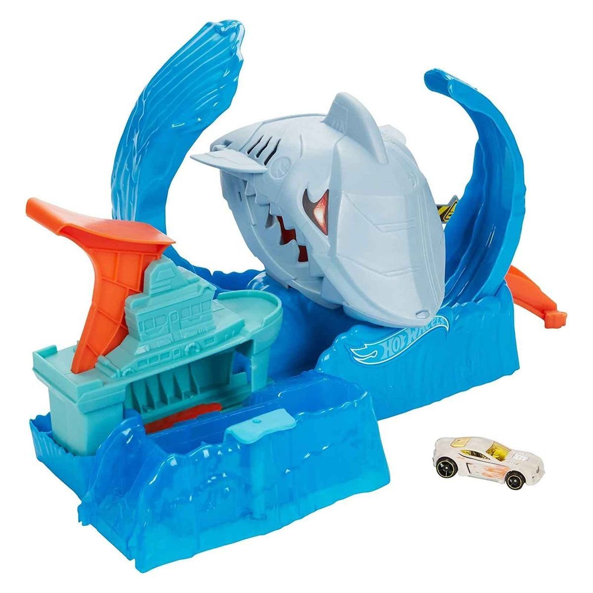 Mattel® Spielzeug-Auto Mattel GJL12 - Hot Wheels - City - Robo-Hai-Angriff Rennbahn inkl. 1 F