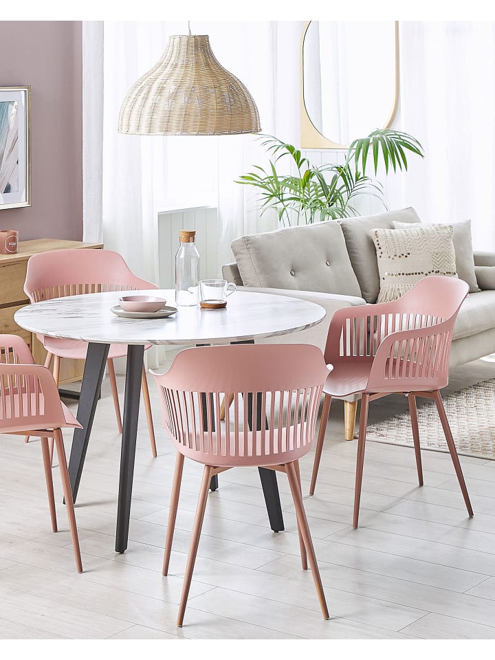 Beliani 2er-Set Esszimmerstuhl BERECA in Rosa/Heller Holzfarbton günstig kaufen onesize