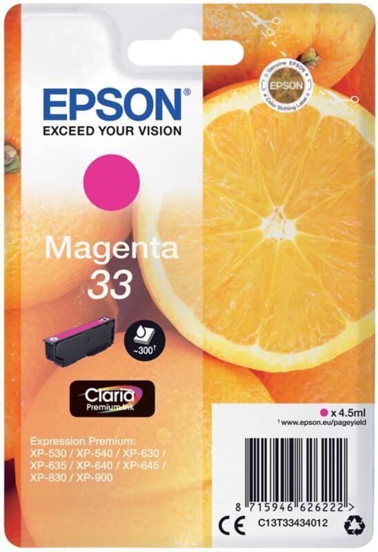 Epson 33 Original Tintenpatrone C13T33434012 Magenta