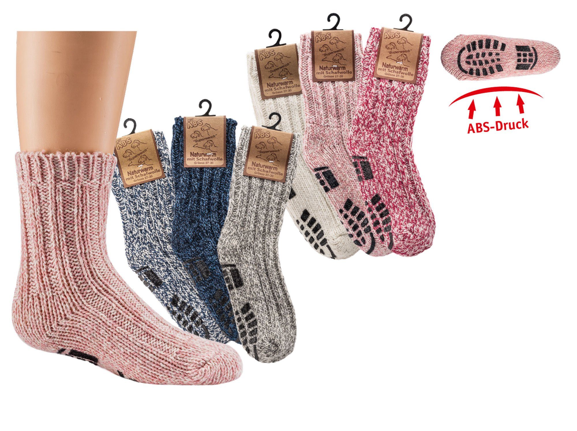 TippTexx 24 ABS-Socken 3 Paar superweiche ABS Norwegersocken Stoppersocken für Kinder & Babys