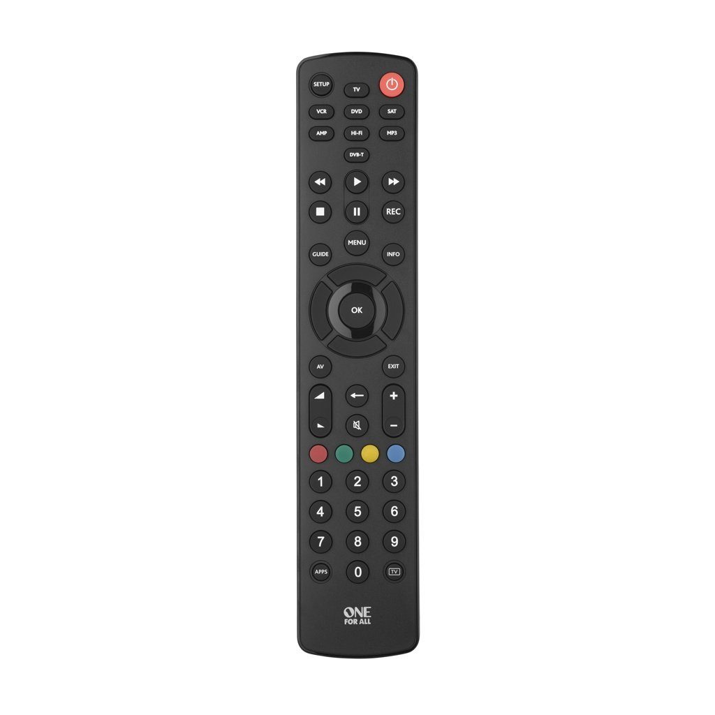One for All Basic Contour 8 Fernbedienung IR Wireless TV, Beistellgerät, DVD/Blu-r Soundbar