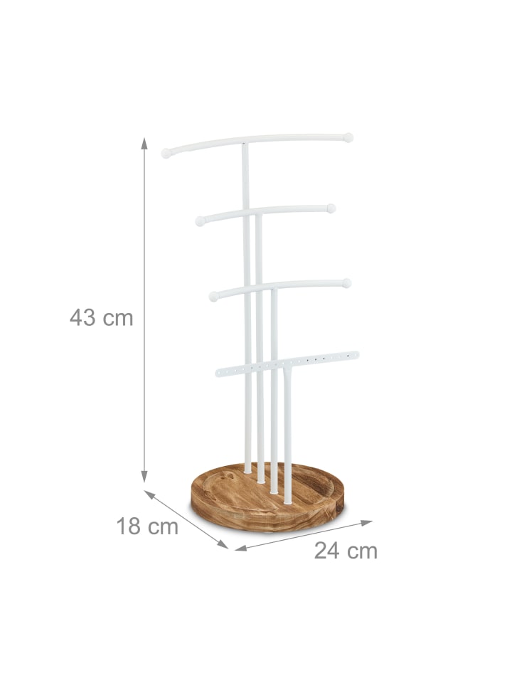 relaxdays Schmuckständer in Weiß/ Braun - (B)24 x (H)43 x (T)18 cm günstig kaufen onesize