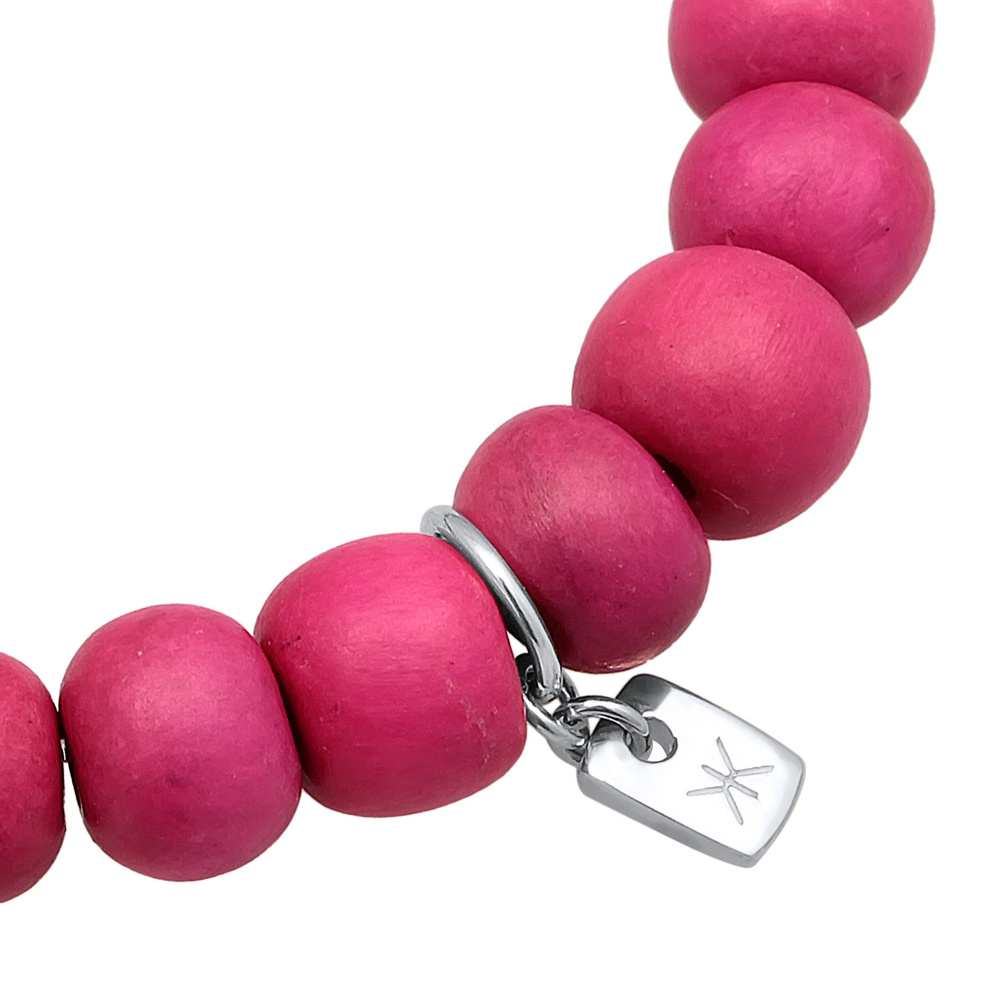 KUZZOI KUZZOI Bracelet Hommes Perles en bois Perles roses en argent sterling 925 Bracelet