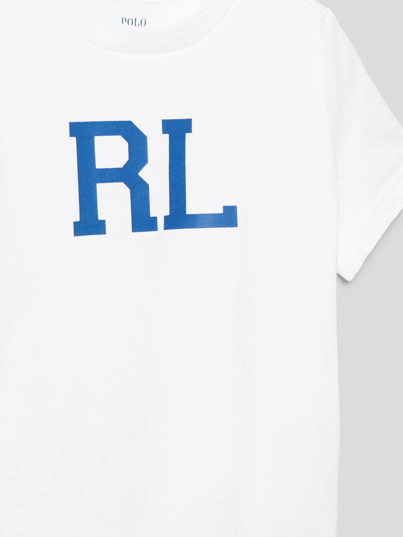 T-Shirt mit Label-Print in weiß