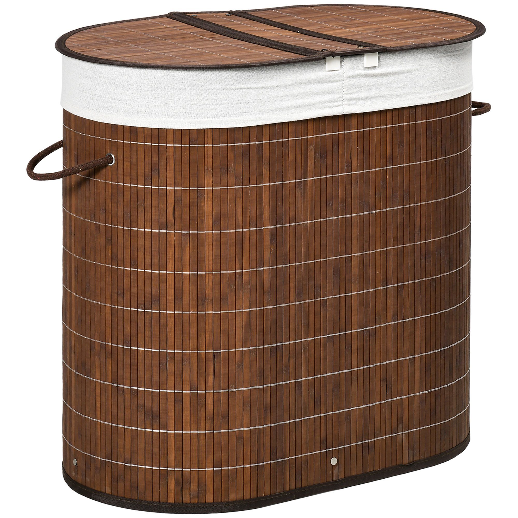 HOMCOM Wäschekorb 100L Wäschesammler, Wäschesbox mit Griff, Deckel (Wäschesortierer, 1 St., Wäschesammler), für Badezimmer, Bambus, Braun