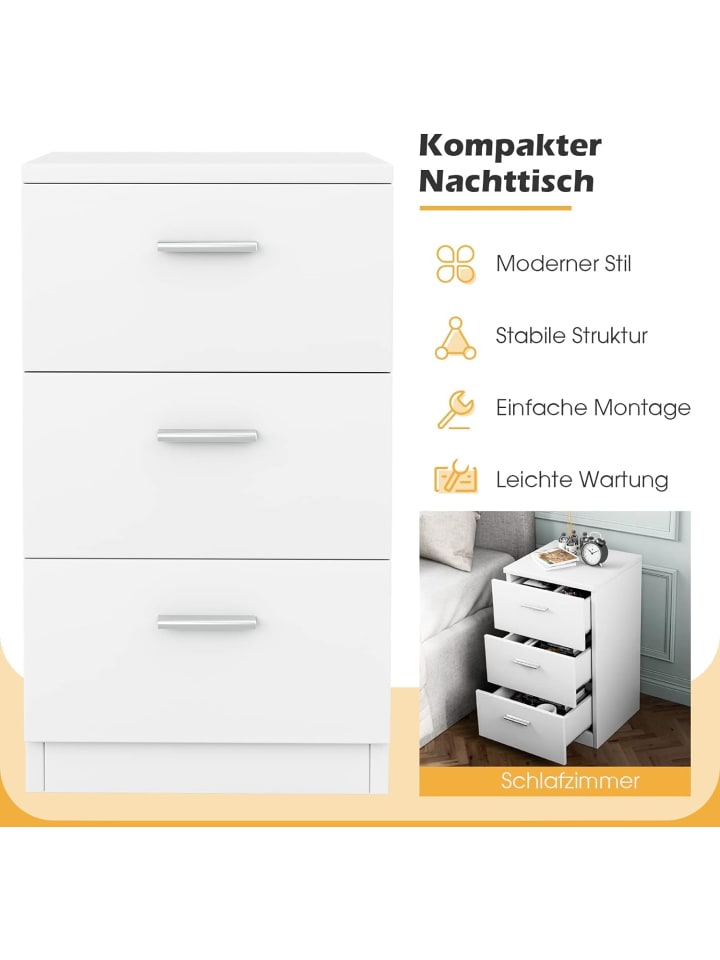 COSTWAY 2er Set Nachtschrank in Weiß günstig kaufen onesize