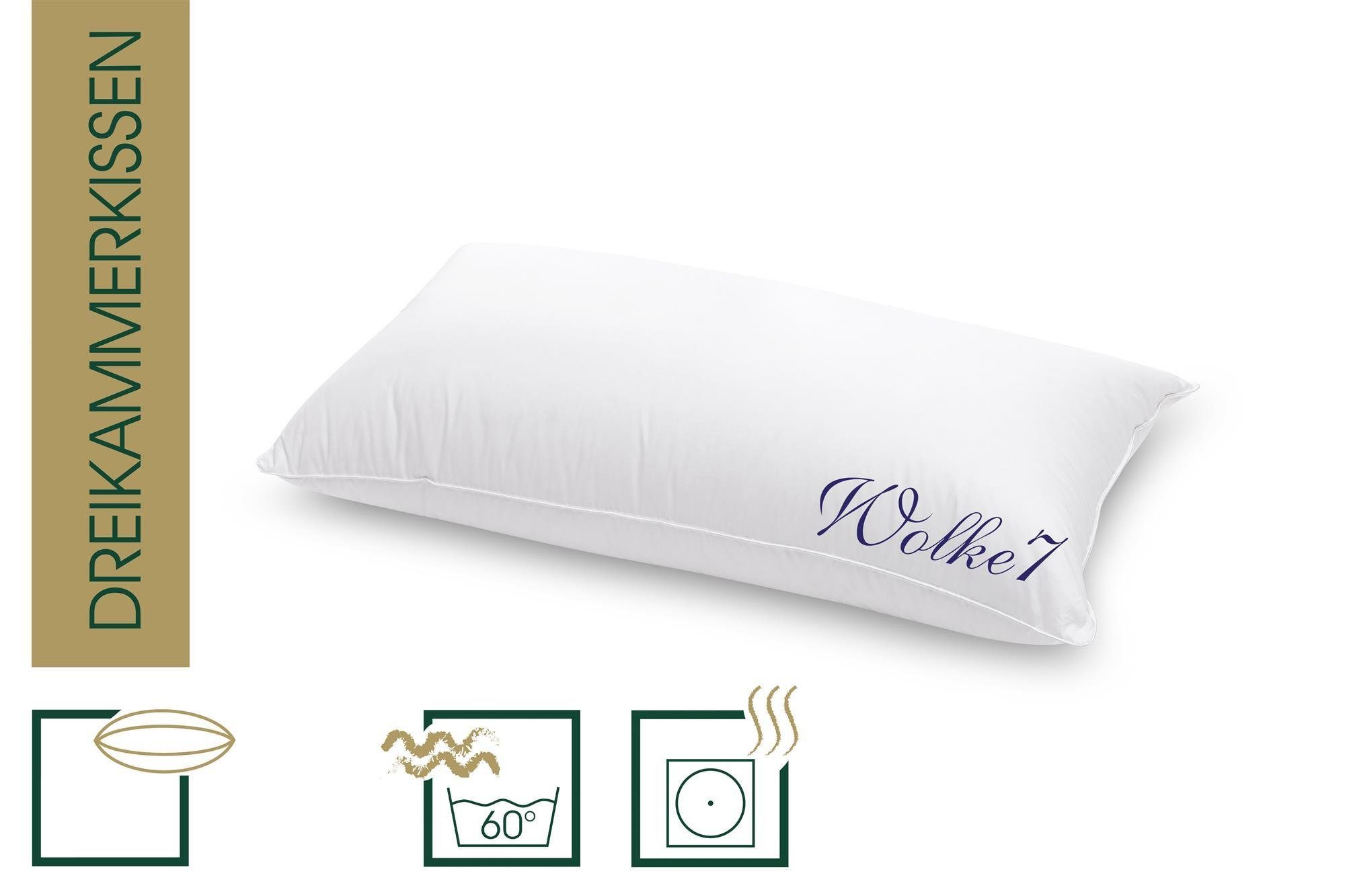 Daunenkissen Wolke 7, HANSKRUCHEN, Füllung: 85% Federn, 15% Daunen, Bezug: 100% Baumwolle, Fest 40x80 cm, hergestellt in Deutschland, allergikerfreundlich