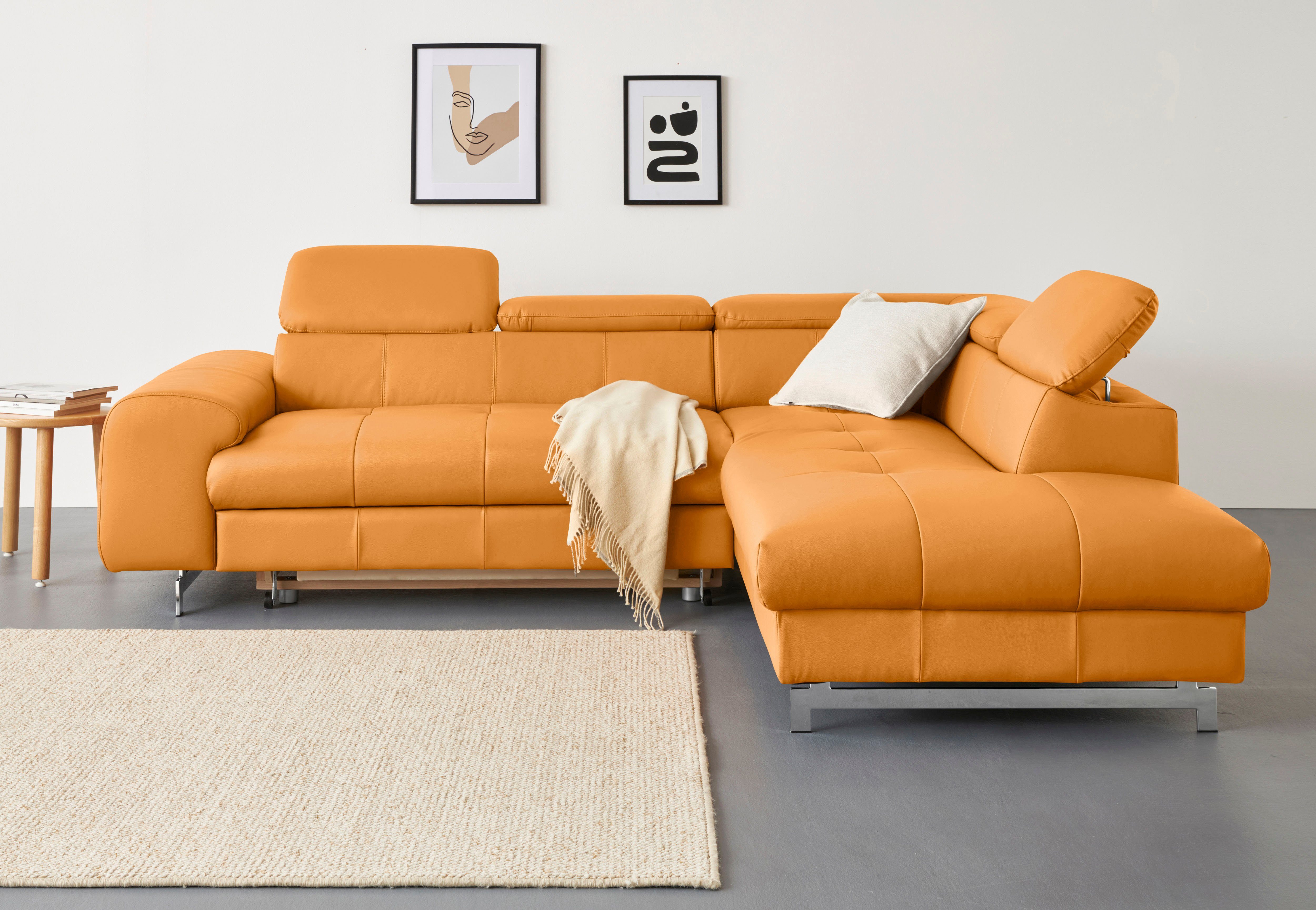COTTA Ecksofa Chef, mit Kopfteilverstellung, wahlweise mit Bettfunktion
