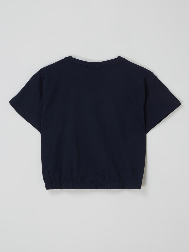 T-Shirt mit elastischem Saum in marineblau