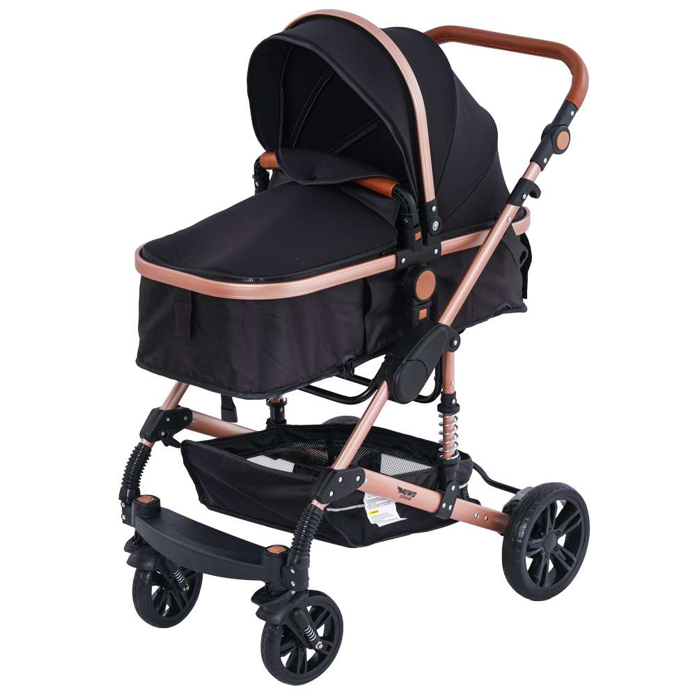 MUWO 3 in 1 Kombi-Kinderwagen Komplettset schwarz