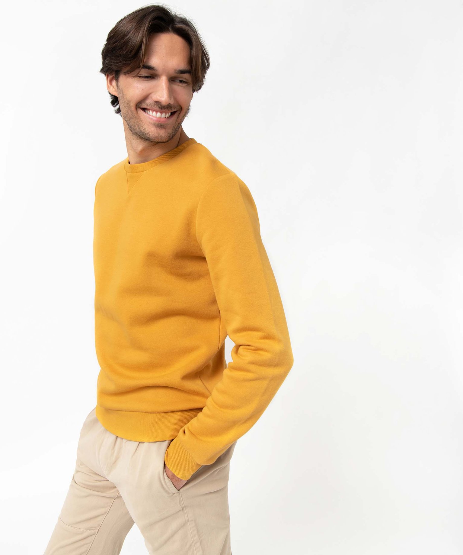 Sweat homme avec intérieur molletonné jaune | GEMO