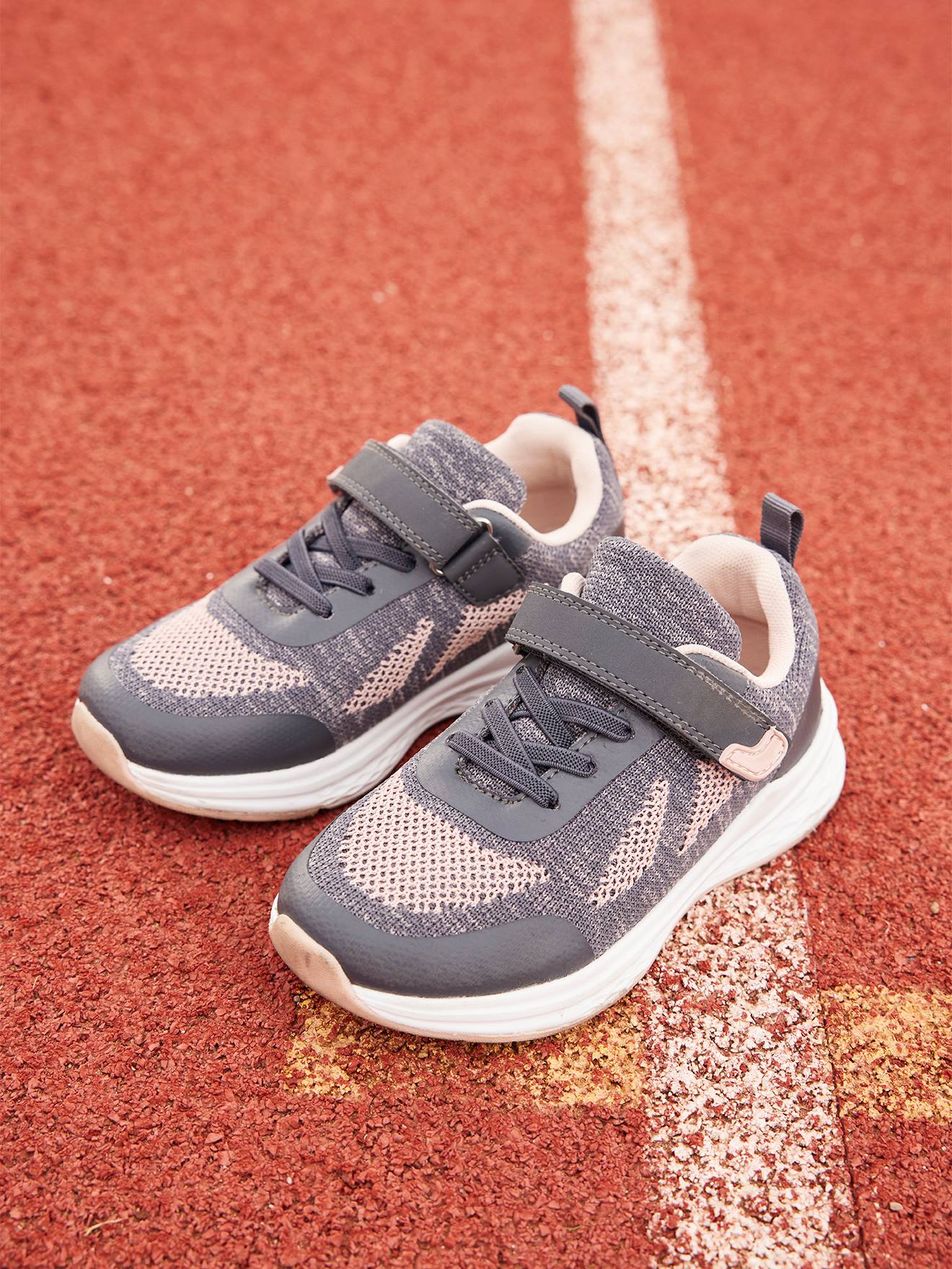 Baskets de sport éco-responsables fille gris/rose